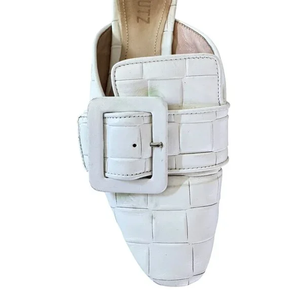 Schutz Women's Savana Braided White Leather Closed Toe Clogs/ Mule  Size 7B - Picture 5 of 12